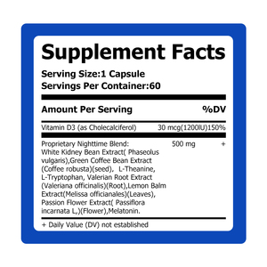 Capsules brûle-graisses nocturnes avec extrait de grains de café vert, mélatonine favorisant un sommeil réparateur, stimulant métabolique, capsules à base de plantes - Product Image 3