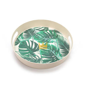 Plateau rond en fibre de bambou laqué, fait main, durable, coloré, écologique, pour servir les aliments lors des pique-niques, provenant d'un fournisseur vietnamien - Product Image 4