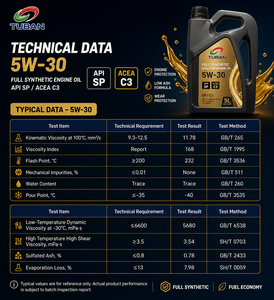 <span class=keywords><strong>Aceite</strong></span> de Motor Sintético 5W-30 API SP /ACEA C3 para Autos de Gasolina TGDI, Pedido de Prueba de 4L, OEM de 5L - Product Image 3