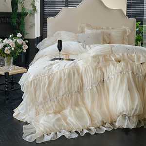 Cổ Điển Duvet Cover <span class=keywords><strong>Set</strong></span> Ruffle Ren Cạnh Thêu Bộ Đồ Giường Đặt Sang Trọng Đám Cưới Bộ Đồ Giường Bộ - Product Image 2