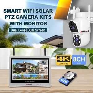 Kit de Cámara PTZ Solar Inteligente WiFi de 12.5 Pulgadas, 4 Canales, 8MP, Doble Lente con Visión Nocturna y Monitor para Sistema de Cámara IP para Exteriores - Product Image 4