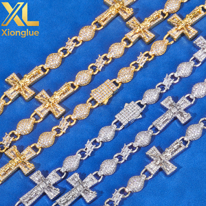 Factory OEN ODM Fine Jewelry Hip Hop 925 Sterling Silver 8mm Bracelets Crosss Moissanite Luxury Women <b>Men</b> Chain Link Bracelets - Product Image 4