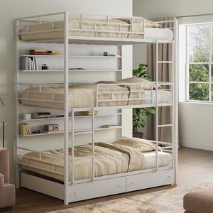 Cama Literas de 3 Niveles para Niños y Adultos, para Hotel, Hostal y Dormitorio, Muebles de Dormitorio Triples de Metal y Hierro, Muebles Escolares Modernos - Product Image 1