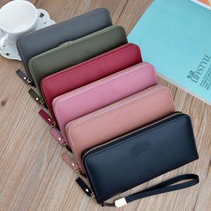 Carteras de mujer K397 con cremallera, monedero rosa con bolsillo para teléfono, tarjetero, cartera larga de mujer con diseño patchwork, monedero corto con borlas para mujer - Product Image 1