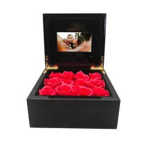 Simple Wooden Box Designs HD LCD Screen Led Video Gift Wooden Box Package For Promotional Marketing