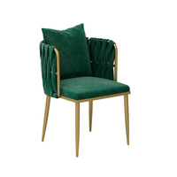 Chaises de cuisine confortables en vente chaude, pieds en métal, velours vert, chaise de salle à manger pour la maison