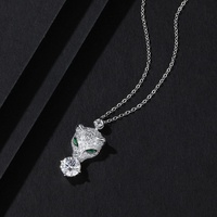Collier en argent 925 au design unique avec pendentif léopard des neiges en moissanite 1 carat pour femme, idéal comme cadeau de mariage