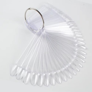 1 Ensemble de faux ongles transparents, noirs, naturels, pour présentation d'art ongulaire, style éventail ovale, présentoir de vernis à ongles, outils de pratique de manucure - Product Image 6