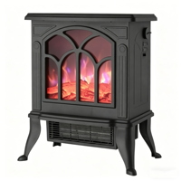 Cheminée électrique PTC 1800W avec effet de flamme 3D et panneau en verre