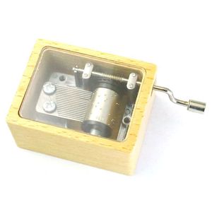 Caja de Música Vintage Rectangular de Madera Transparente con Manivela, Regalo Sencillo para el Hogar o Cumpleaños - Product Image 6