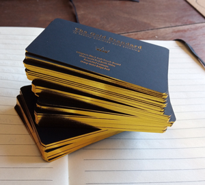 Luxury Gold Foil Embossed Recycled Black Business Cards Custom Visiting Cards Coated Paper Golden Border Edge - Product Image 4