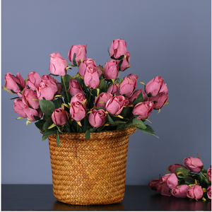 بخاخ عالي الجودة للطاولة المجرة 9 رؤوس حزمة زهور الورد الأحمر موردو زهور صناعية للمائدة - Product Image 1