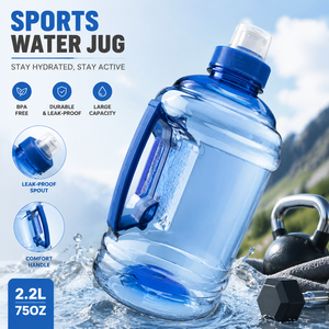 Botella de Agua Deportiva PET de Gran Capacidad con Asa, Jarra para Beber de Boca Ancha a Prueba de Fugas para Gimnasio y Viajes - Product Image 4