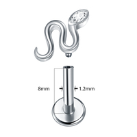Lingchee titane serpent lèvre Piercing CZ Labret Cartilage boucle d'oreille dos plat goujon conque Tragus Helix Monroe Piercings bijoux 16G
