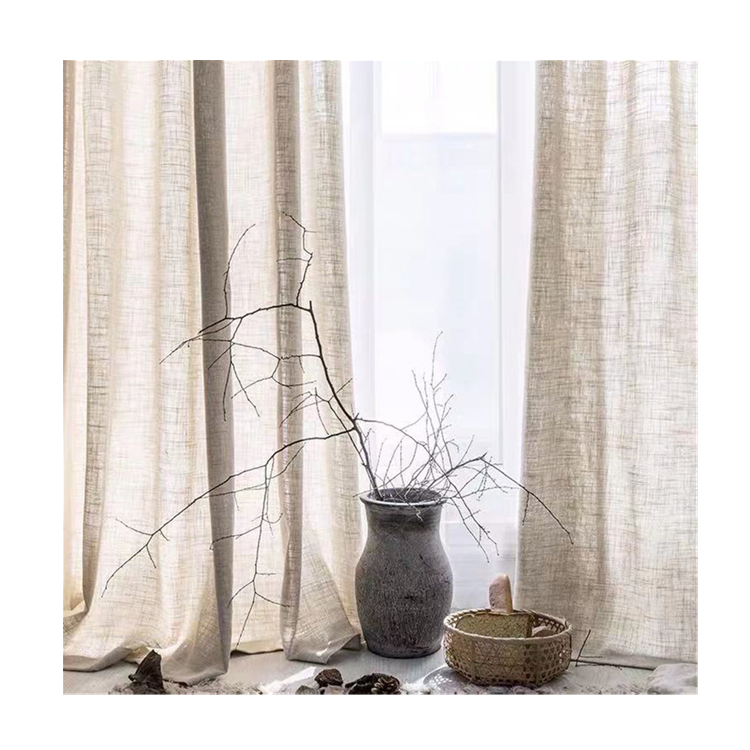 100% Organic Linen Fabric Solid Color Plain Woven Natural Flax Linen Drapes Sheer Window Curtains For The Living Room