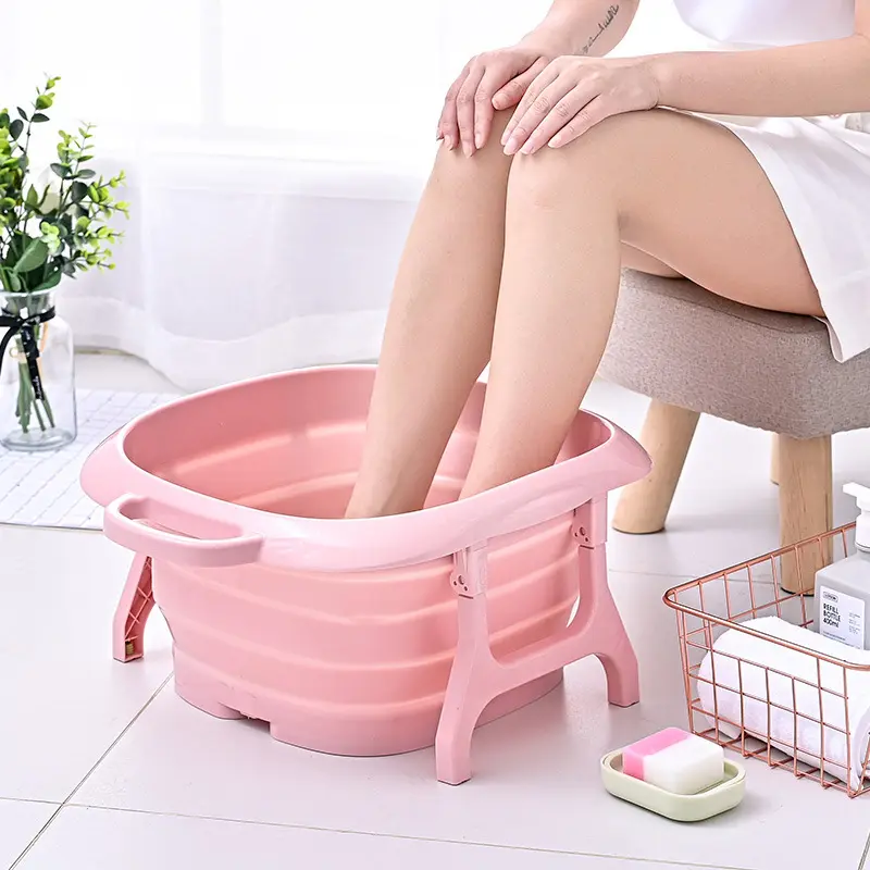 Useful Traditional Chinese style PP TPR Material Collapsible Household Bathroom Folding Foot Soak Basin Foot Bath Tub