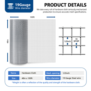 Galvanized Square <b>Wire</b> <b>Mesh</b> 1/2 Inch 1/4 Inch Hardware Cloth for <b>Garden</b> Fencing and Animal Enclosure - Product Image 2