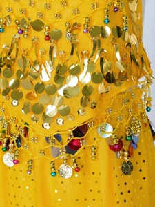 Tenue de danse du ventre pour filles de 2 à 14 ans, Costume de spectacle sur scène, haut court avec pantalon, foulard, couvre-chef, déguisement Cosplay, spectacle de danse - Product Image 4