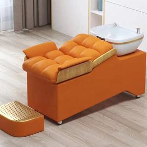 Direct Factory Massage Hair Salon Equipment Furniture Beauty Washing Chair Shampoo <b>Bed</b> With Ceramic Bowl Sink - Product Image 4