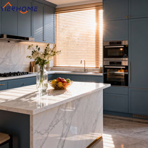 Gabinetes de Cocina Pintados de Madera Maciza Personalizados YIERHOME, Acabado Azul, Diseño de Isla con Electrodomésticos Integrados - Product Image 3