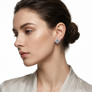 925 <b>Sterling</b> <b>Silver</b> Rhodium/Platinum Plated Sparkling Moissanite Trendy Hexagon <b>Stud</b> <b>Earrings</b> for Women Fine Jewelry - Product Image 2