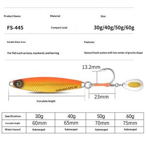 Leurre de pêche artificiel en métal Jigging <span class=keywords><strong>Hayabusa</strong></span> Luminous Sequin Hook FS445 Little Fat Man Fish Knife Wahoo - Product Image 2