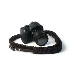 Paracord-Correa de muñeca para cámara, accesorio de mano, bolso de correa de hombro para cámara, correa de cuero negro para cámara