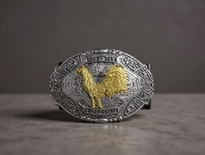 Hebilla de cinturón ovalada grande plateada de 5.0 cm con diseño de gallo para estilo occidental - Product Image 2