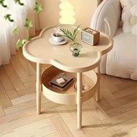 Mesa de Centro Moderna y Sencilla de Plástico Color Crema, Estante de Almacenamiento Móvil, Mueble Auxiliar Creativo para Esquina, Mesa de Noche para Sala de Estar o Dormitorio