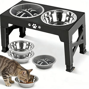 Gamelle surélevée réglable en hauteur en acier inoxydable pour animaux de compagnie, gamelle double anti-glouton avec protection du cou, support 4L, boîte solide pour chats et chiens - Product Image 4