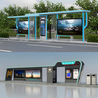 Abri de bus intelligent en acier inoxydable, auvent de bus de forme spéciale, construction urbaine