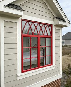 Ventana Abatible de Hierro Forjado Rojo Estilo Francés con Parte Superior Arqueada, Personalizable para Uso Comercial y Residencial - Product Image 5
