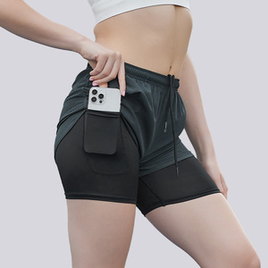 Shorts de sport pour hommes, course à pied, marathon, athlétisme, coupe ample, trois-quarts, séchage rapide, doublure double couche, shorts de fitness - Product Image 6