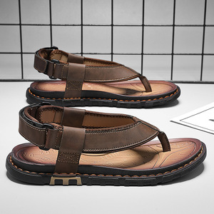 Nouvelles sandales décontractées pour hommes 2026 en similicuir mat avec fermeture auto-agrippante, chaussures à enfiler à semelle robuste pour usage quotidien - Product Image 2