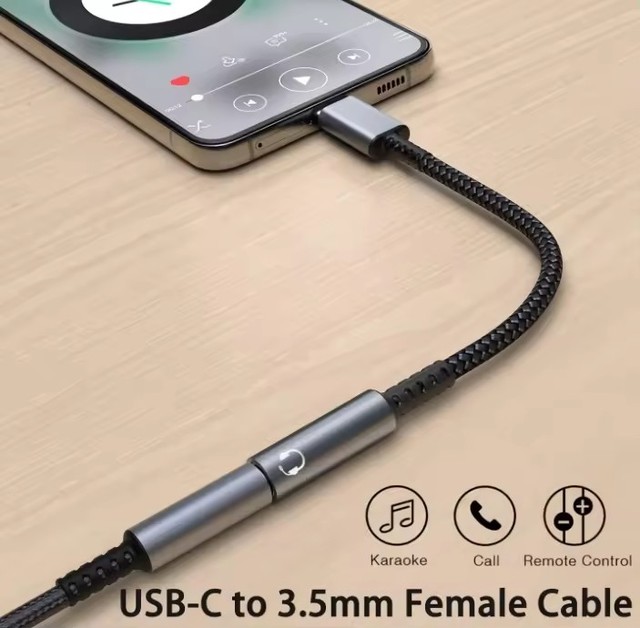 Headset Adapter DAC Digital Audio Line Type-C to 3.5mm Decoding Adapter for Android USB C to Aux Audio Cord Adapters Nylon Braid