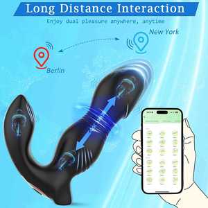 APP Wireless Control Electric <strong>Shock</strong> Stimulation Male Prostate <strong>Massager</strong> Vibrating Thrusting Dildo Anal Vibrator Butt Plug for Men - Product Image 4
