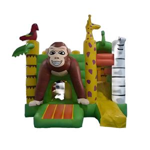 Château gonflable girafe orang-outan, thème safari, maison de rebond avec toboggan aquatique - Product Image 1