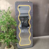 Miroir pleine longueur à LED HD, design ondulé effet vague, style Instagram, pour chambres à coucher, salles d'exposition et magasins de vêtements