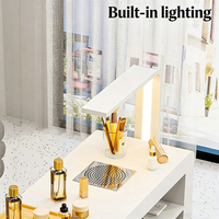 Table de manucure professionnelle moderne pour salon de beauté, en bois blanc, avec compartiments et prises indépendantes