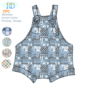 Salopette Corta a Quadri per Neonata in Bambù Morbido, Pantaloni con Bretelle Traspiranti per Bambina, <span class=keywords><strong>Tuta</strong></span> Casual da Esterno per Bambine - Product Image 2