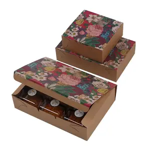 翻盖50/80g方形吸塑月饼包装盒牛皮纸饼干盒礼品包装盒