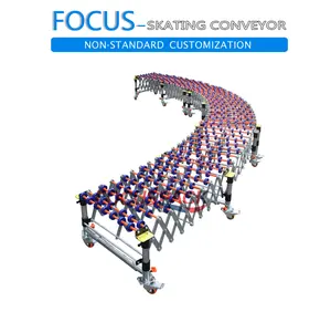 Máquinas Focus 2024 Novo produto atualizado: transportador de mercadorias de plástico flexível expansível para roda de skate por gravidade