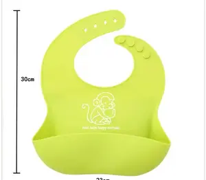 食品级硅胶婴儿围嘴尺寸可调，易于清洁，防水耐热卡通婴儿硅胶围嘴