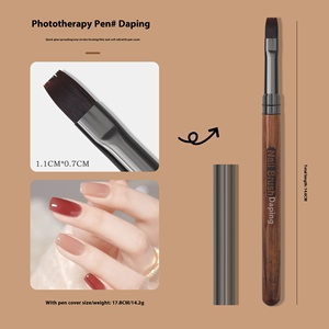 Japanese Poly Gel Nail Brush Sandalwood Handle Flat Oval Painting <b>Builder</b> Brush Professional Manicure Nail Art Tool Wholesale - Product Image 6