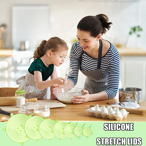 Flexible Round Silicone Bowl Covers 6 Different Sizes Reusable Stretch <b>Lids</b> for Yogurt <b>Pot</b> Microwave Can & Tin Food Storage - Product Image 5