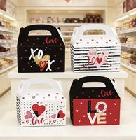 Boîtes à poignée en carton faites à la main sur le thème de l'amour, pour cadeaux, biscuits, faveurs, emballage de bonbons, décoration de fête de la Saint-Valentin