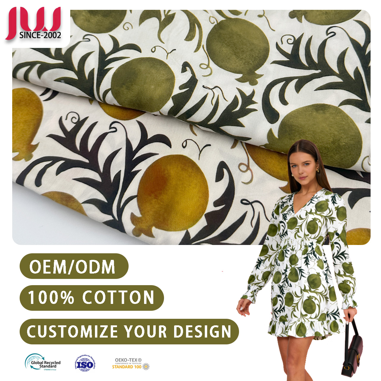 Factory Direct 100% Cotton Printed Fabric Raw Unfinished Textured Pure for Dresses, Minimalist Tops & Organic Cotton Shirts