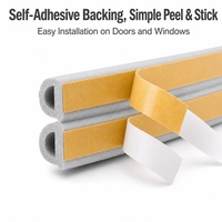 Bande d'étanchéité en mousse, 2 rouleaux de 13 pieds, bande adhésive auto-adhésive de 1 pouce de large, insonorisante pour portes et fenêtres, durable