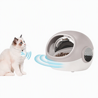 Distributeur automatique de nourriture pour animaux de compagnie OEM avec capteur de collier, enregistrement vocal à ouverture de porte, double alimentation, RFID, pour chats