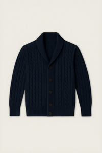 Nouveau cardigan tricoté noir pour homme, design personnalisé, manches longues, couleur unie, boutons sur le devant, respirant, anti-plis, pull d'hiver à séchage rapide - Product Image 1